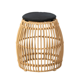 Palm poef met zwart kussen