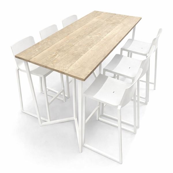 Statafel Tribo XL Wit - Steigerhout Old Look 180x80cm Statafel Tribo XL Wit - Steigerhout Old Look 180x80cm