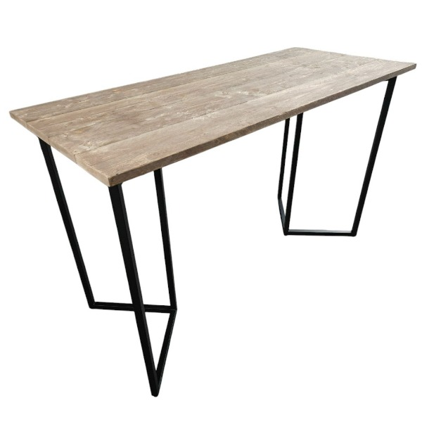 Statafel Tribo XL Zwart - Steigerhout Old Look 180x80cm