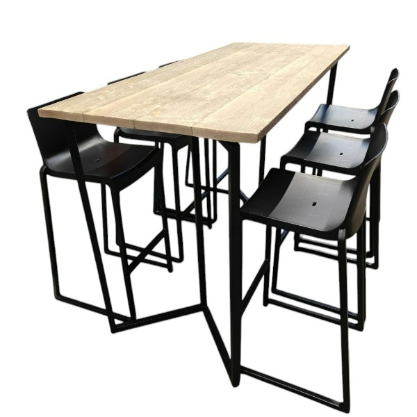 Statafel Tribo XL Zwart - Steigerhout Old Look 180x80cm