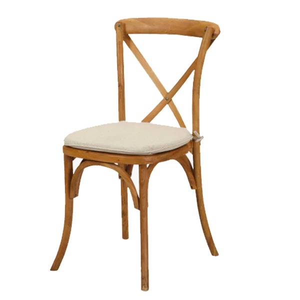 Crossback stoel hout met zitkussen