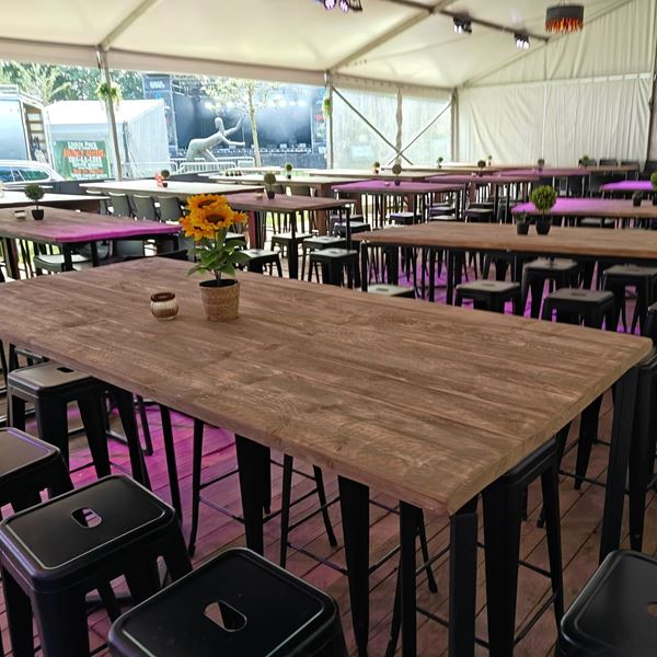 Statafel Tribo XL Zwart - Steigerhout Old Look 180x80cm