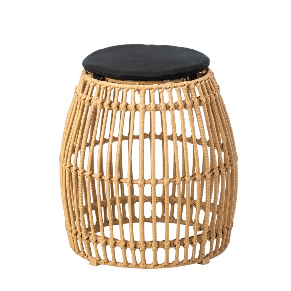 Palm poef met zwart kussen